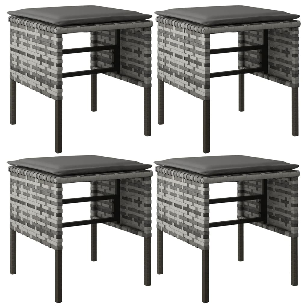 6 pcs conjunto de jantar p/ jardim c/ almofadões vime PE cinza