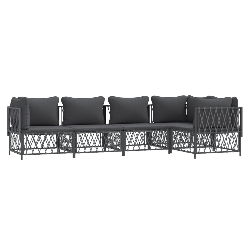 5 pcs conjunto lounge de jardim com almofadões aço antracite