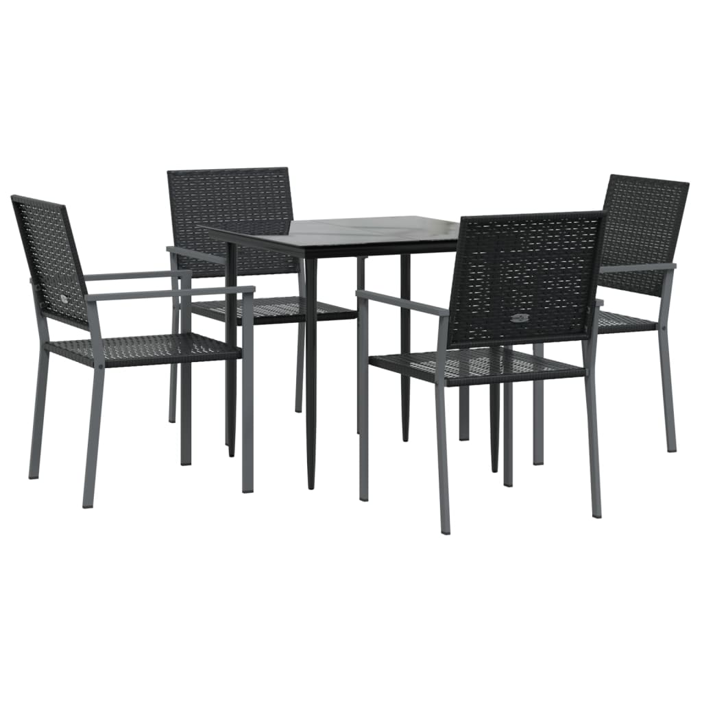 5 pcs conjunto de jantar p/ jardim vime PE e aço