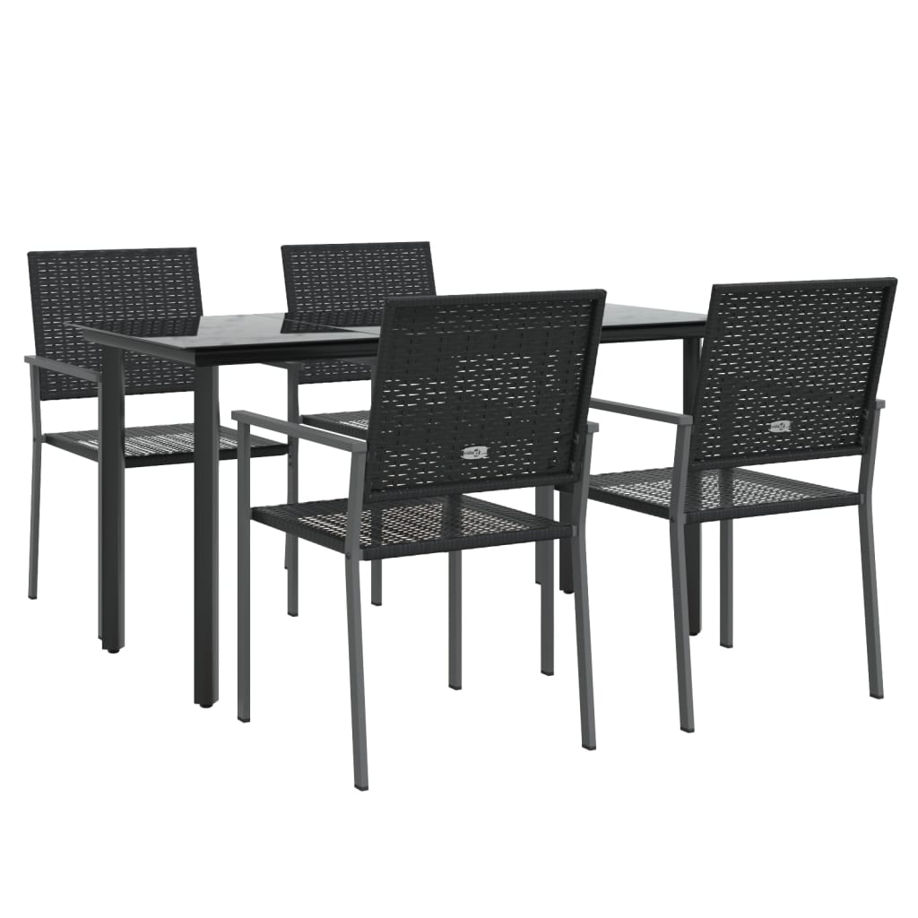 5 pcs conjunto de jantar p/ jardim vime PE e aço