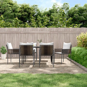 7 pcs conjunto de jantar p/ jardim c/ almofadões vime PE e aço