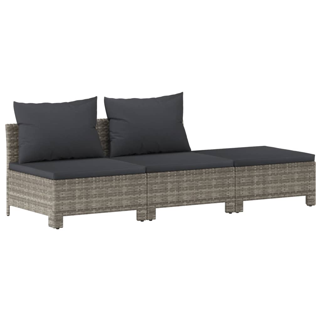 11 pcs conjunto lounge de jardim c/ almofadões vime PE cinzento