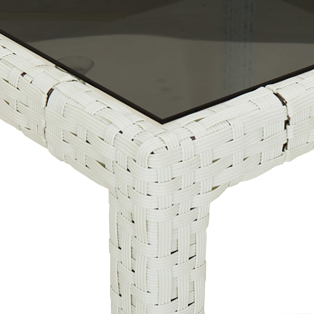 5 pcs conjunto jantar p/ jardim c/ almofadões vime PE branco