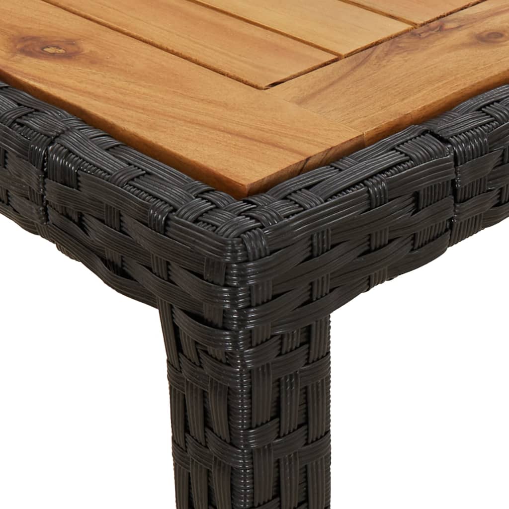 7 pcs conjunto de jantar p/ jardim c/ almofadões vime PE preto