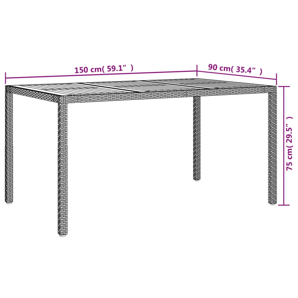 7 pcs conjunto de jantar p/ jardim c/ almofadões vime PE preto