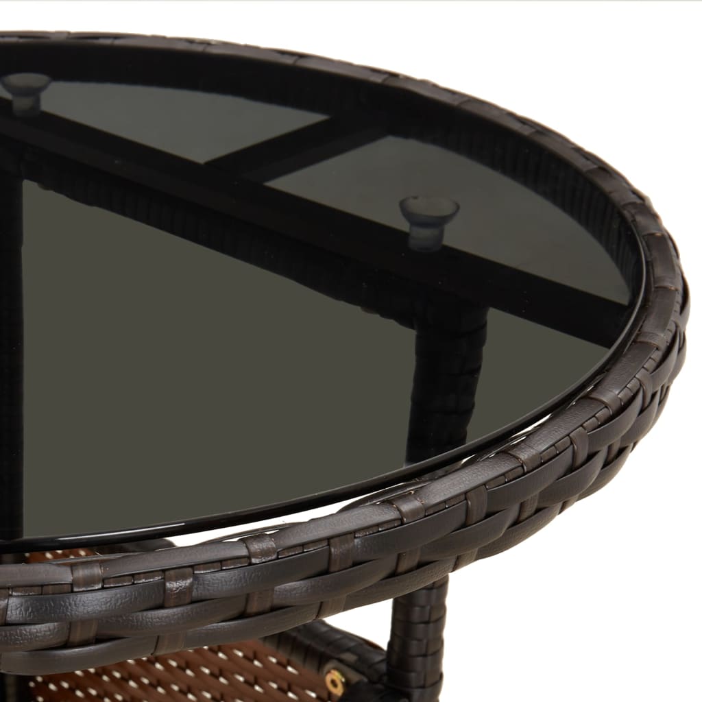 5 pcs conjunto bistrô p/ jardim c/ almofadões vime PE castanho