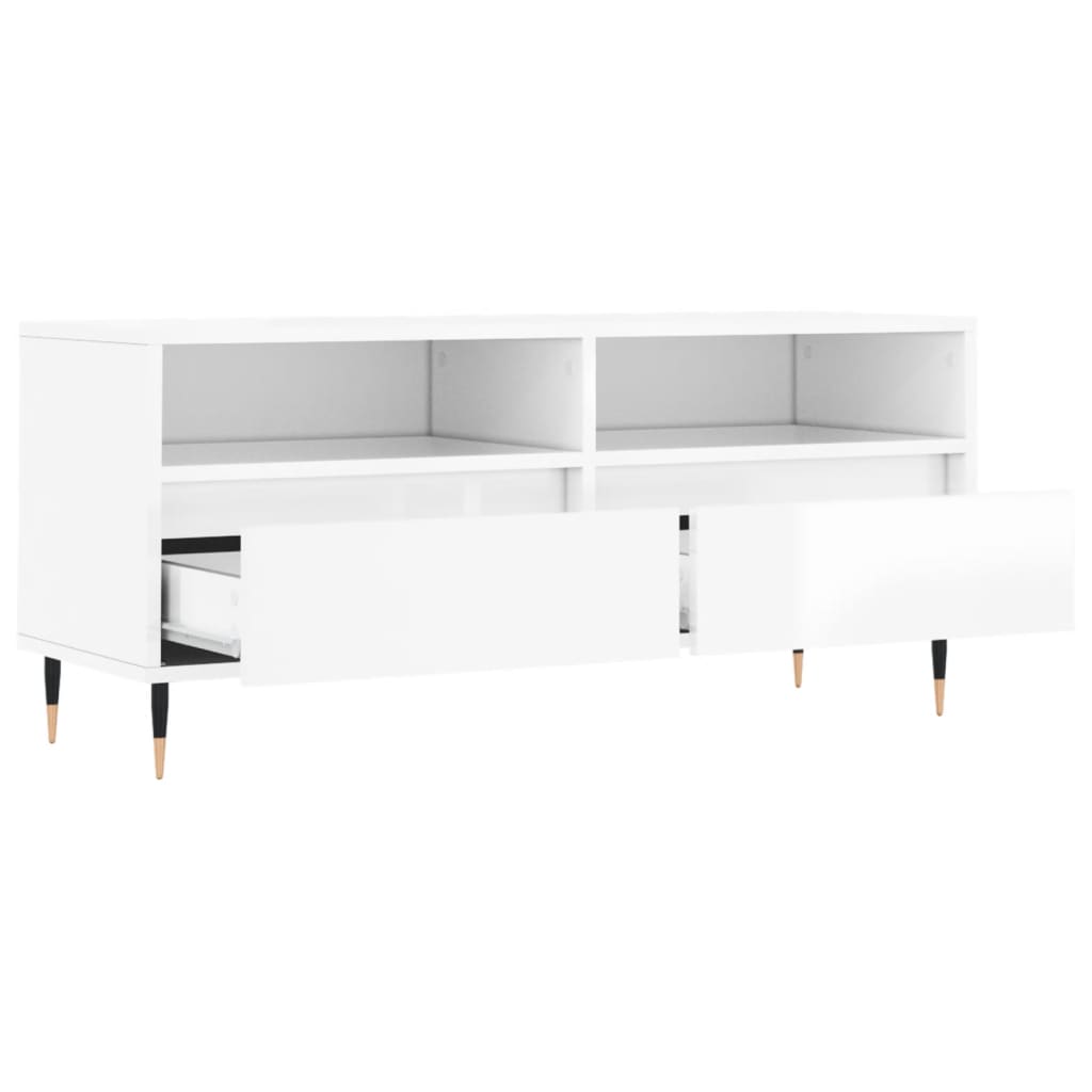 Móvel p/ TV 100x34,5x44,5 cm derivados madeira branco brilhante
