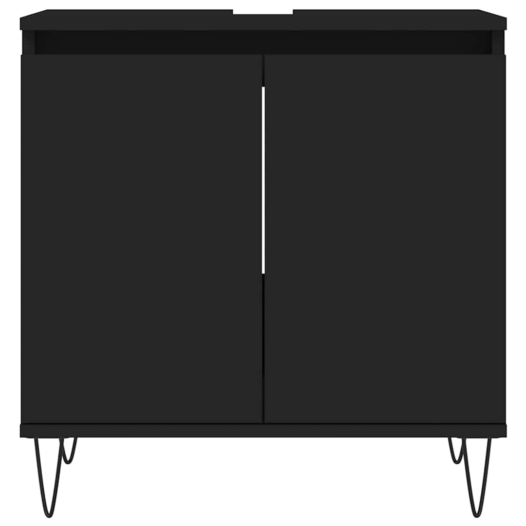 Armário de casa de banho 58x33x60 cm derivados madeira preto