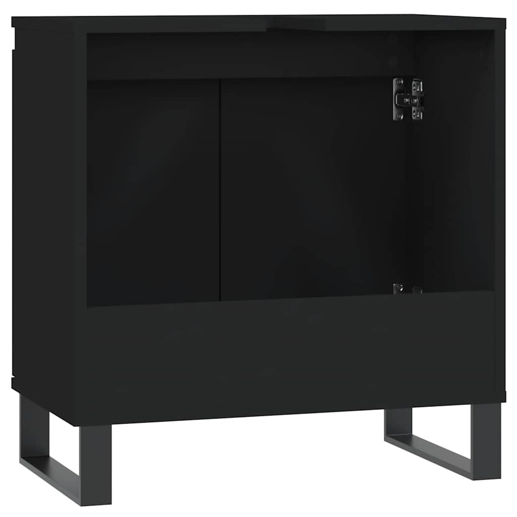 Armário de casa de banho 58x33x60 cm derivados de madeira preto