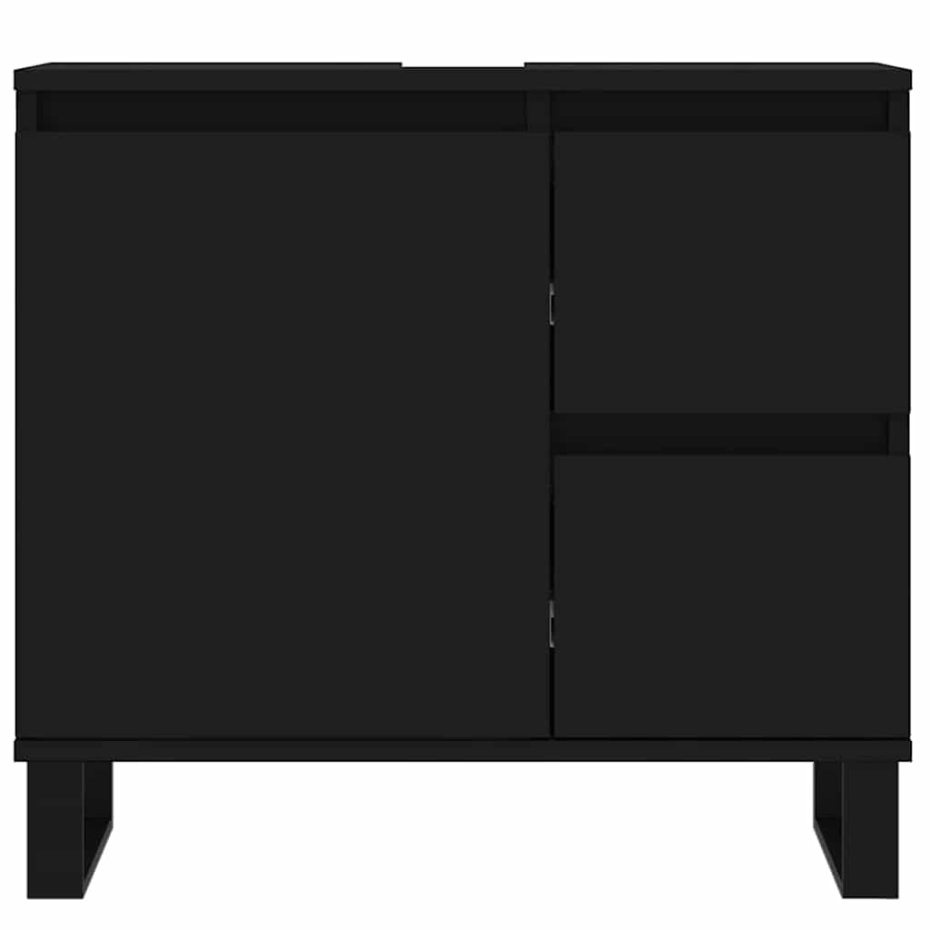Armário de casa de banho 65x33x60cm derivados de madeira preto