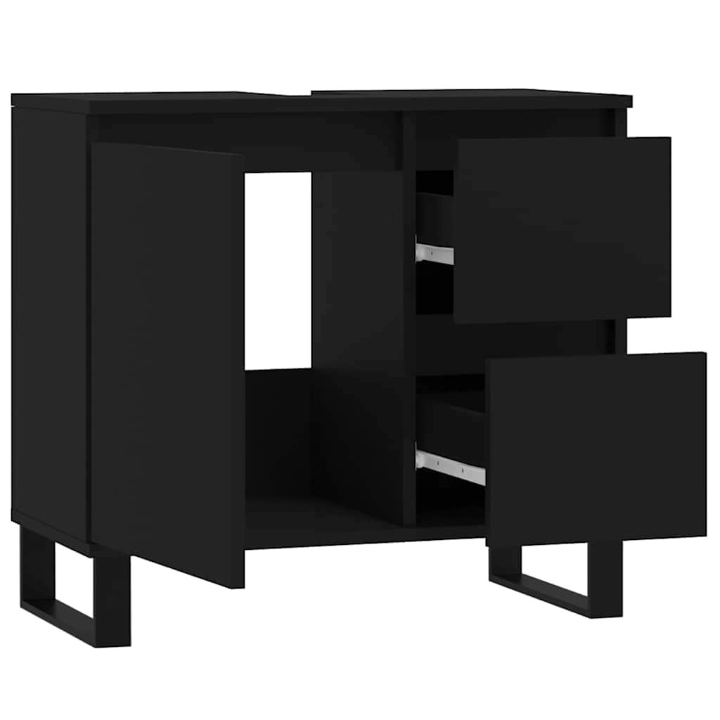Armário de casa de banho 65x33x60cm derivados de madeira preto