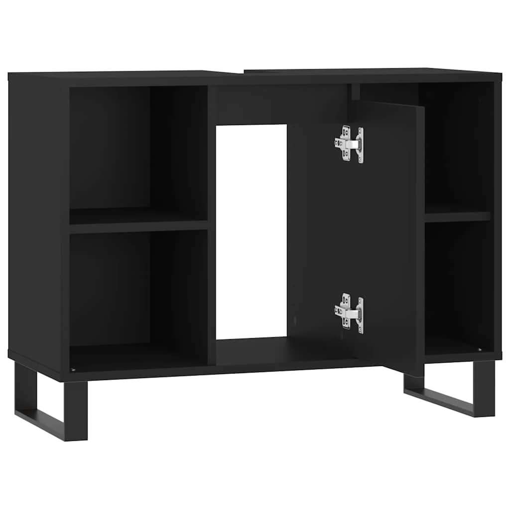 Armário de casa de banho 80x33x60 cm derivados de madeira preto