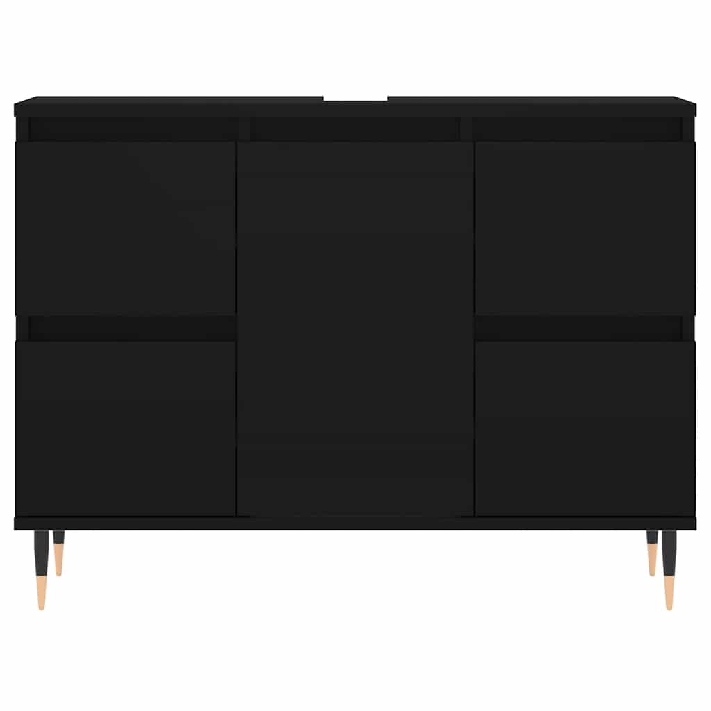 Armário de casa de banho 80x33x60 cm derivados de madeira preto