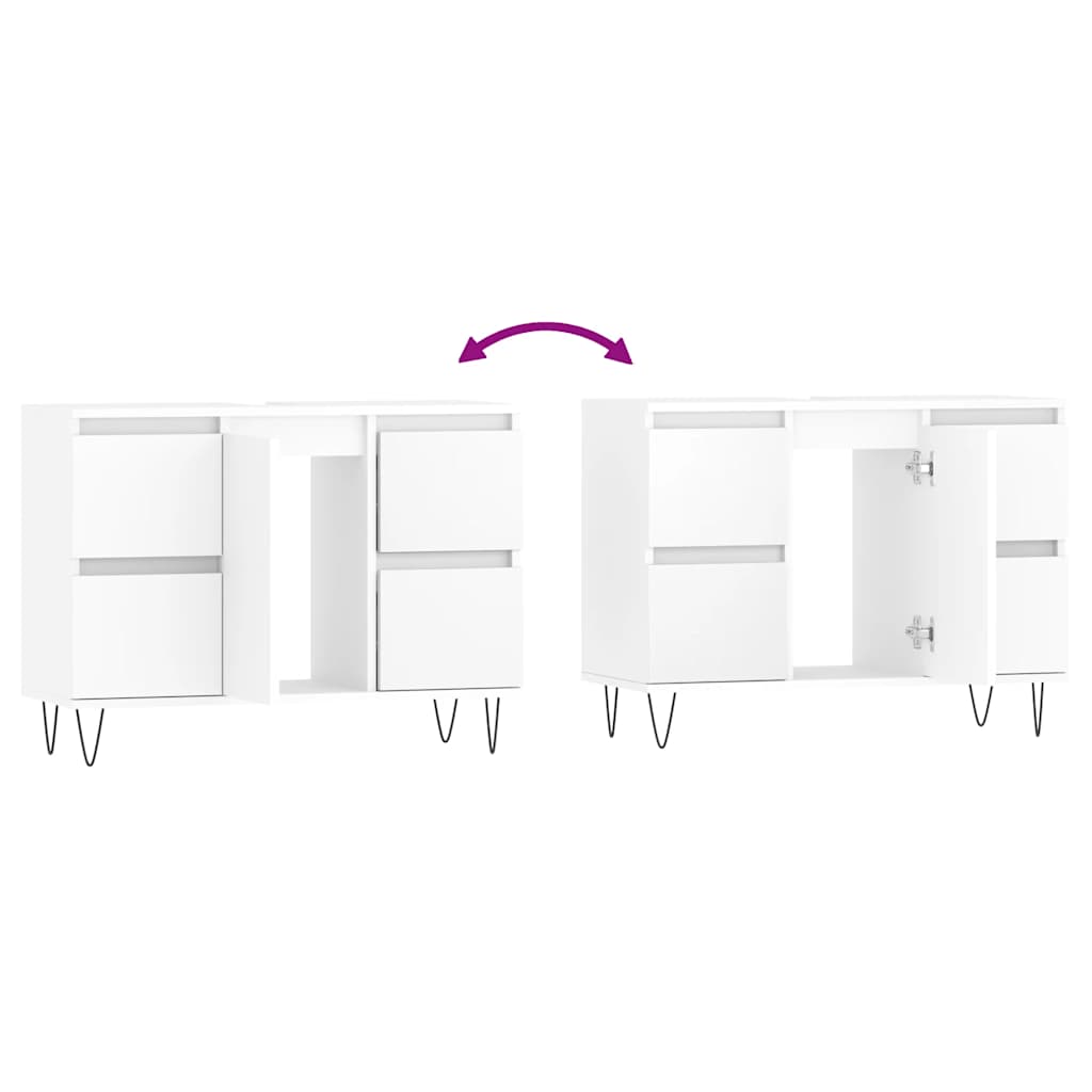 Armário de casa de banho 80x33x60 cm derivados madeira branco