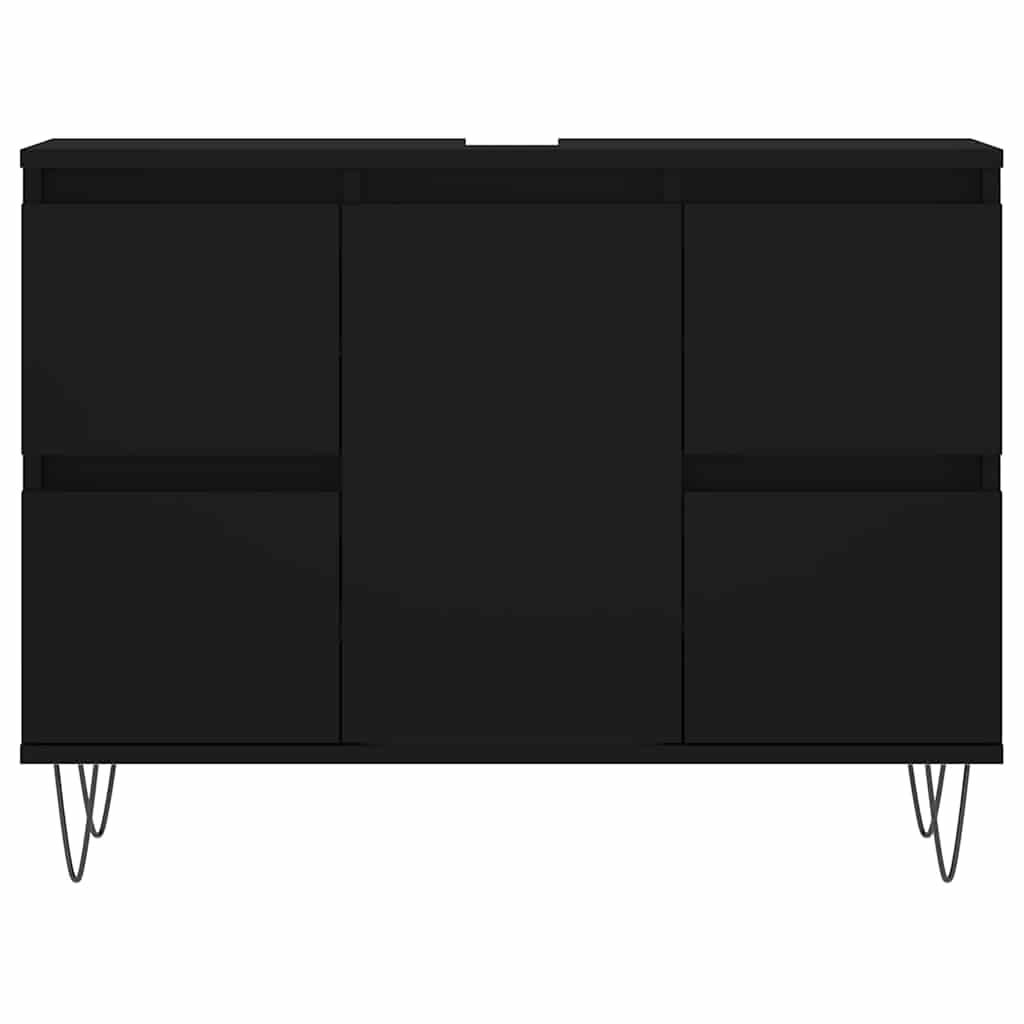 Armário de casa de banho 80x33x60 cm derivados de madeira preto