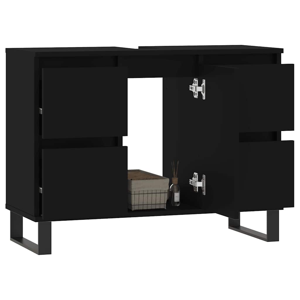 Armário de casa de banho 80x33x60 cm derivados de madeira preto