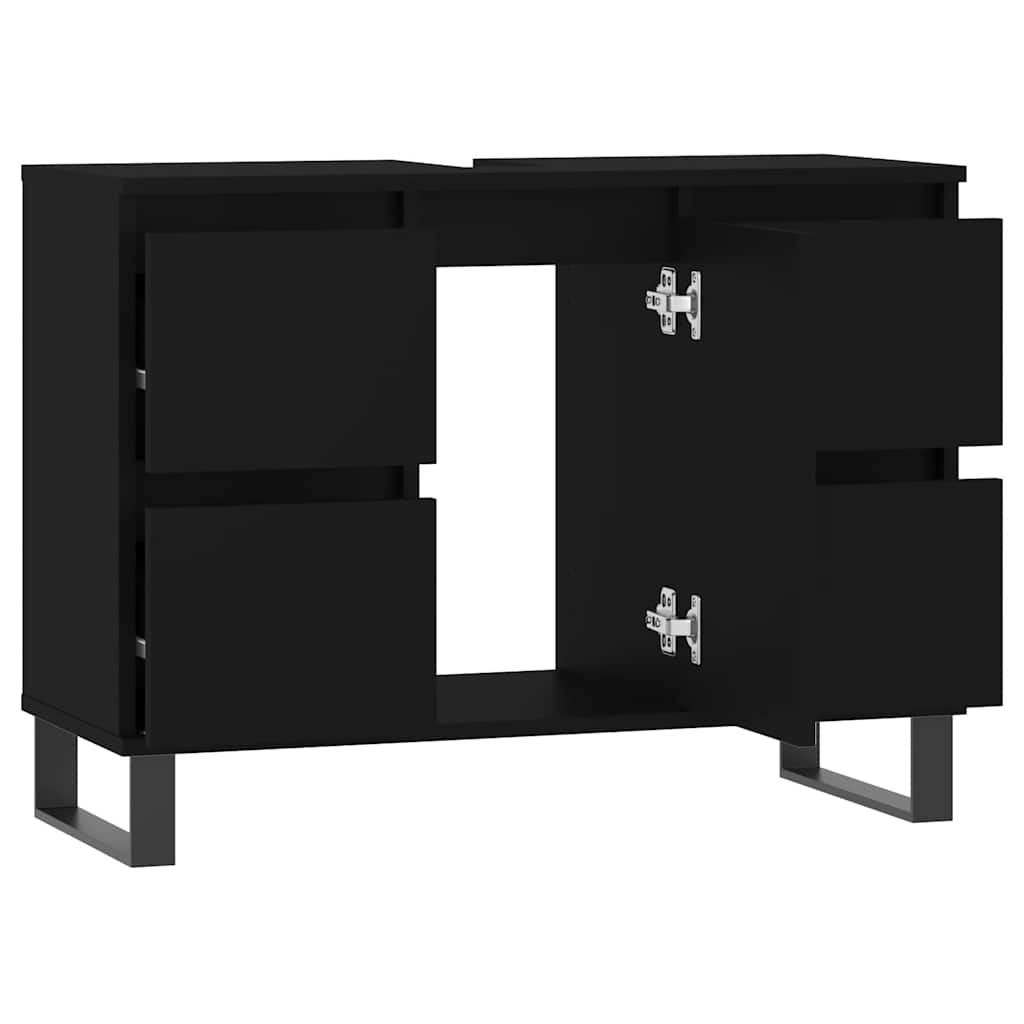 Armário de casa de banho 80x33x60 cm derivados de madeira preto