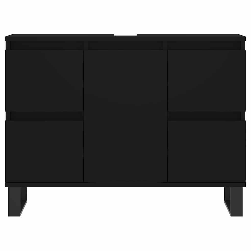 Armário de casa de banho 80x33x60 cm derivados de madeira preto