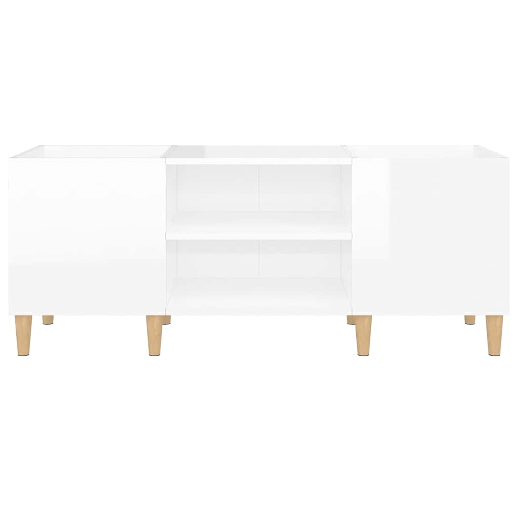 Armário p/ discos 121x38x48 cm deriv. madeira branco brilhante