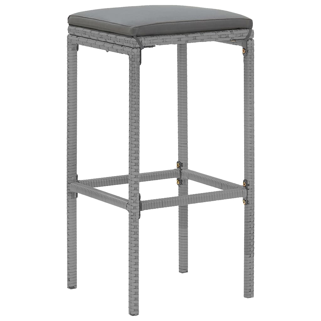 11 pcs conjunto de bar p/ jardim c/ almofadões vime PE cinzento