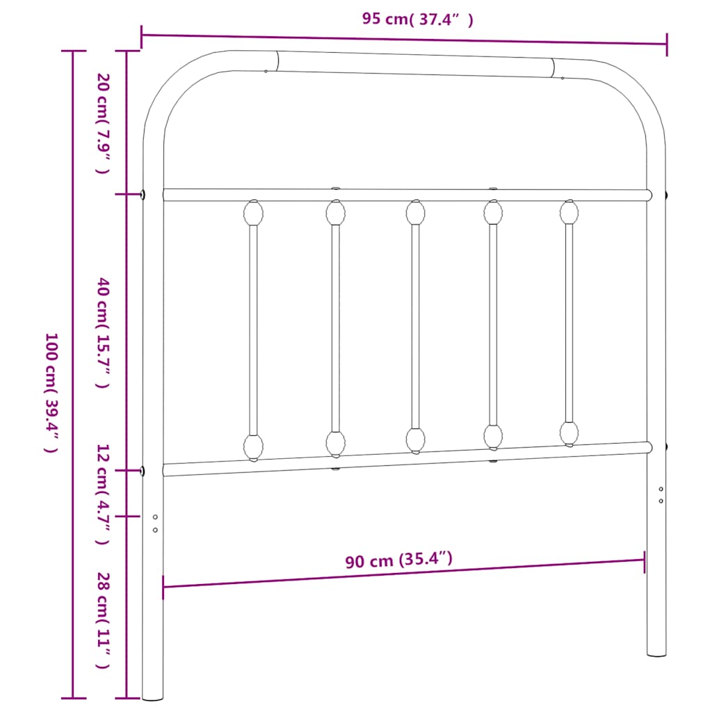 Cabeceira de cama 90 cm metal branco