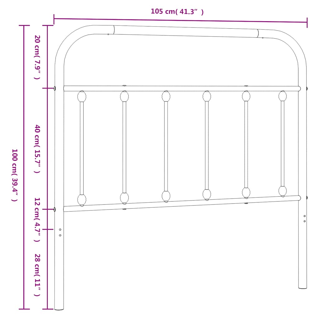 Cabeceira de cama 100 cm metal branco