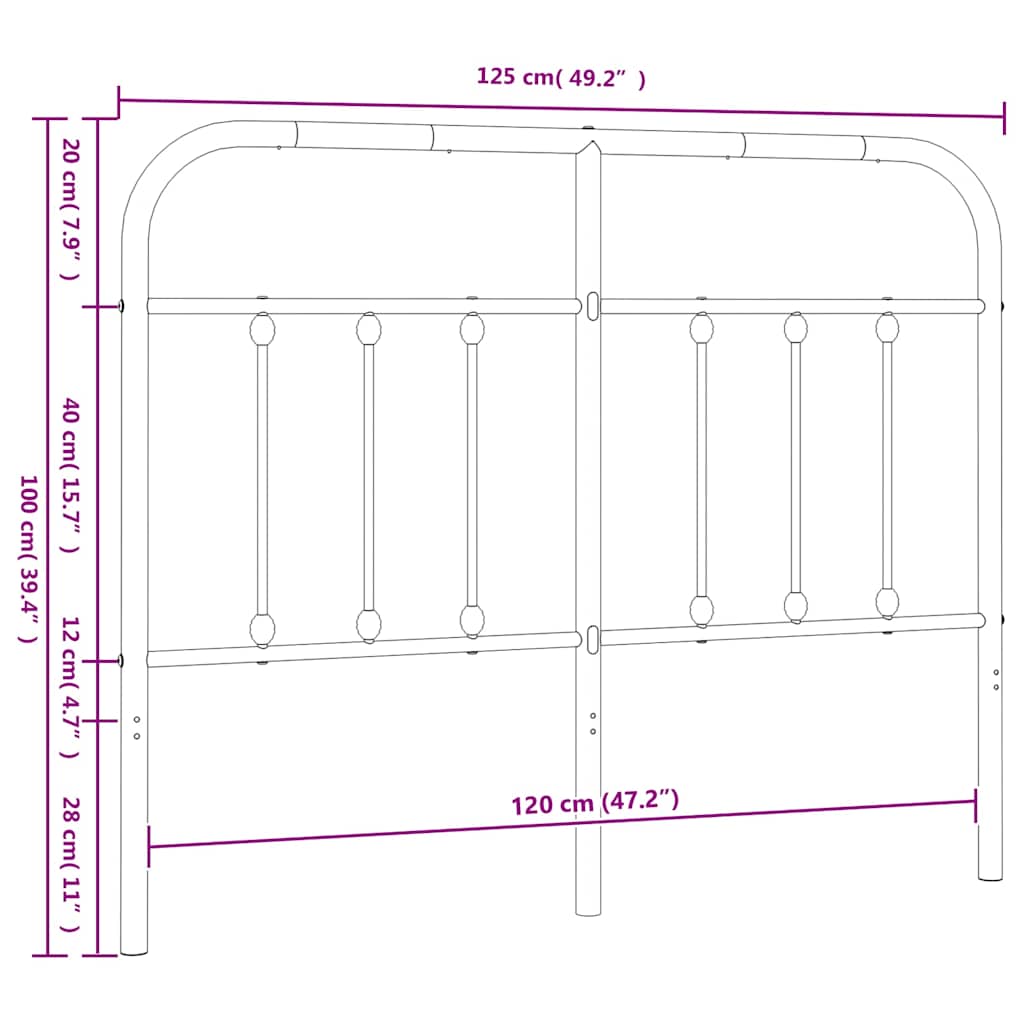 Cabeceira de cama 120 cm metal branco