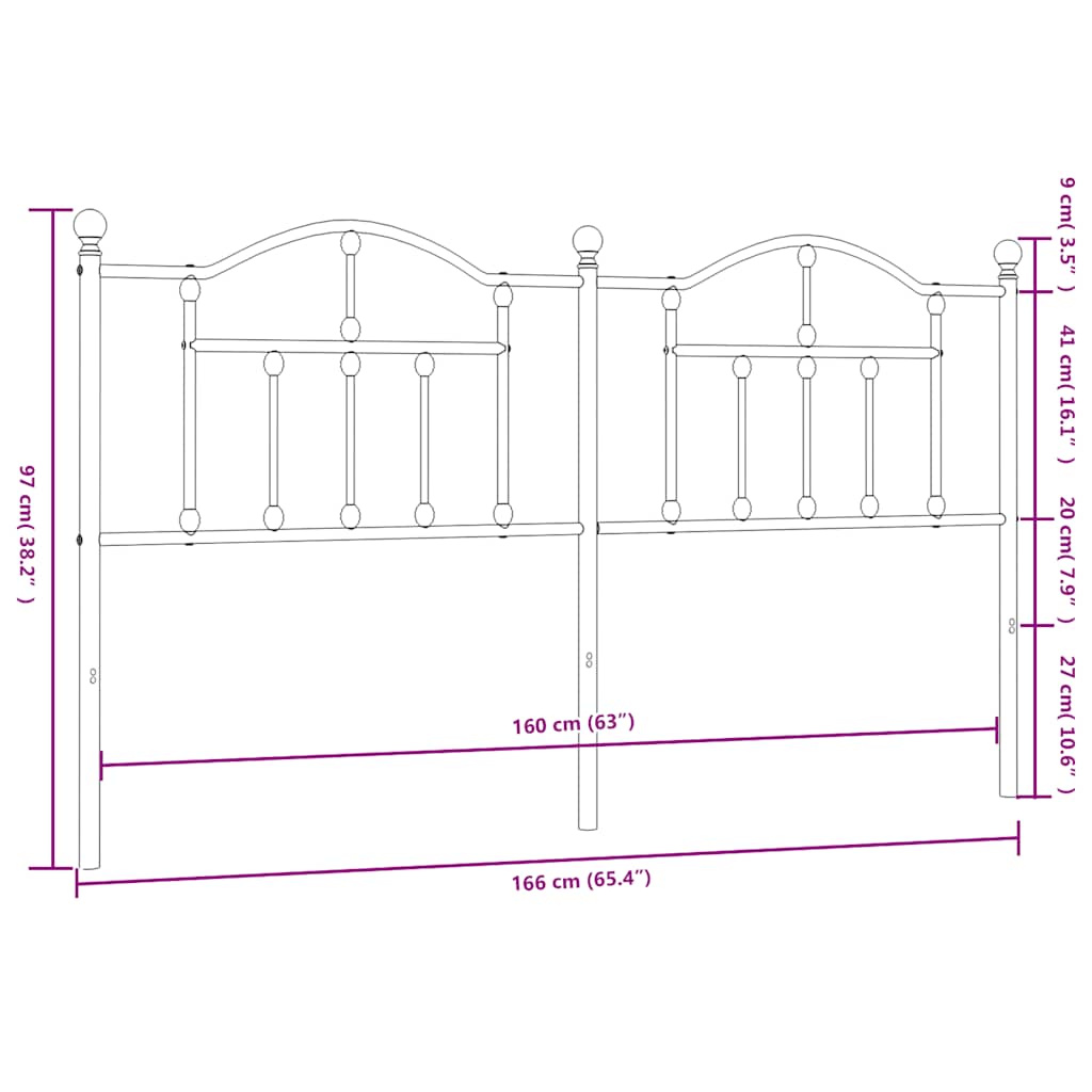 Cabeceira de cama 160 cm metal branco