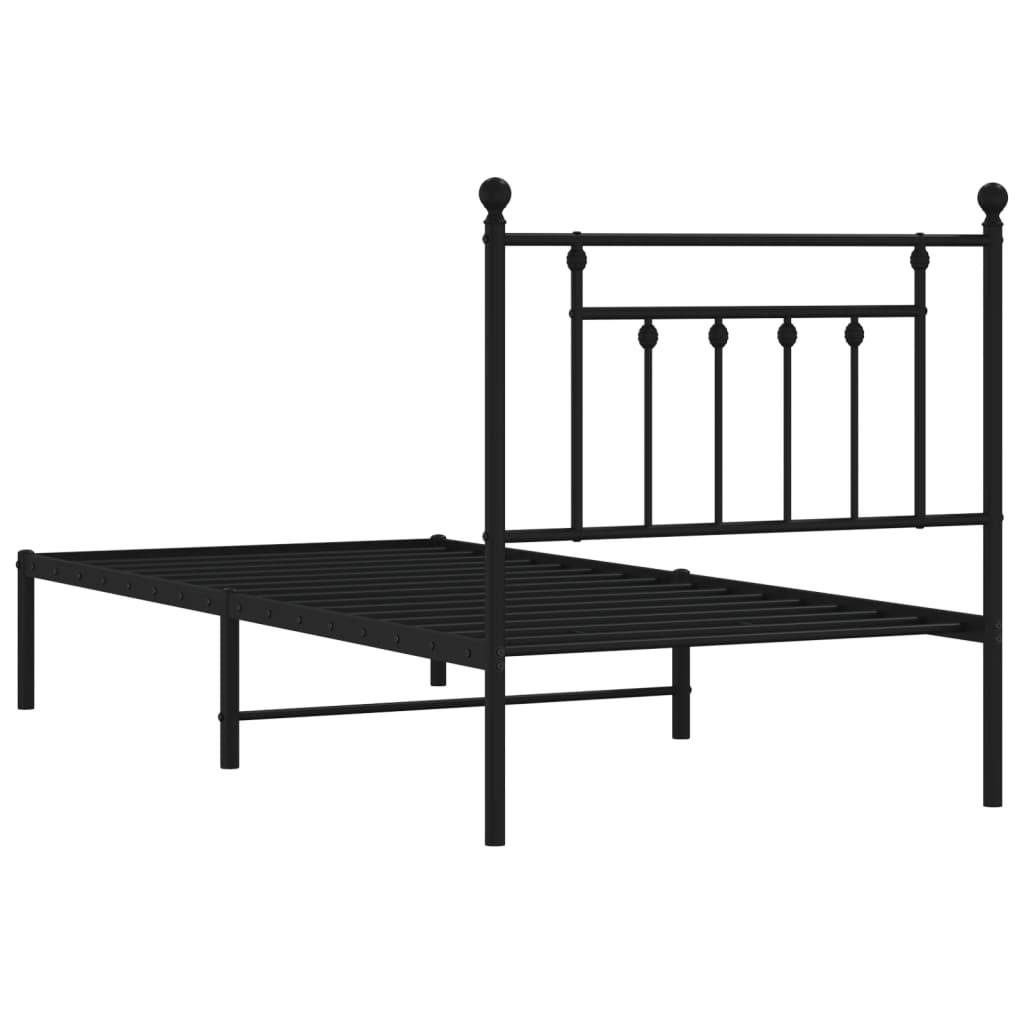 Estrutura de cama com cabeceira 90x200 cm metal preto