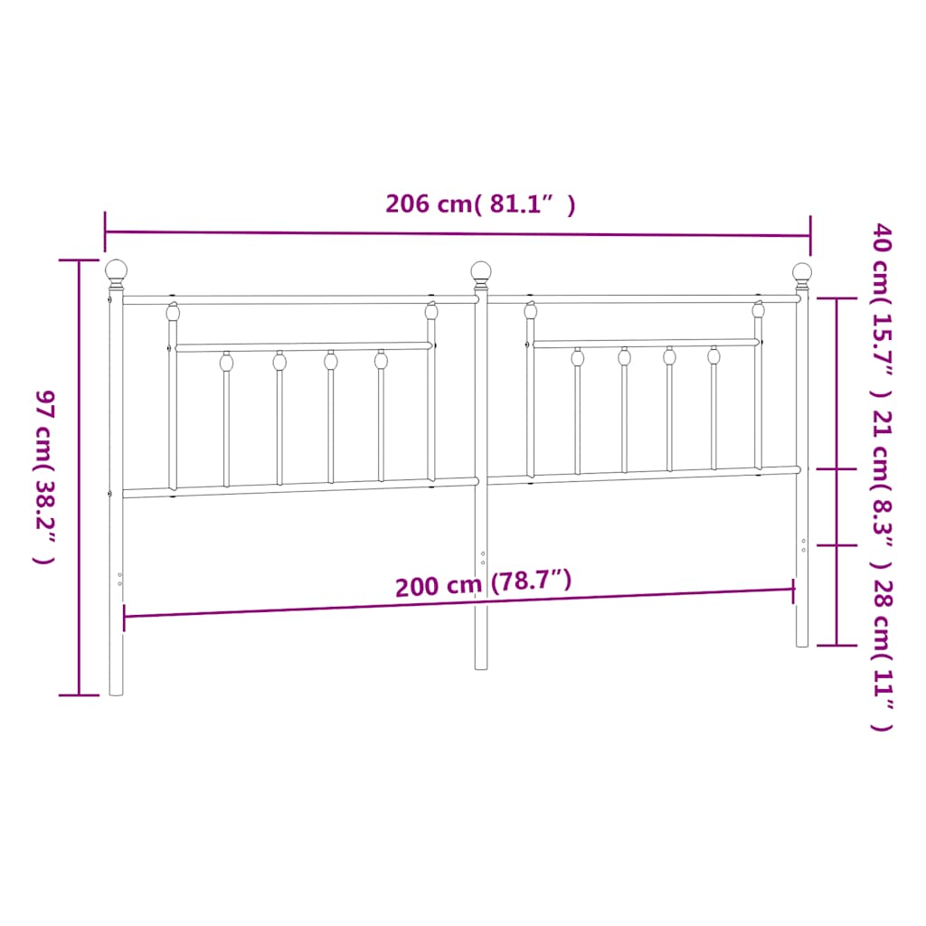 Cabeceira de cama 200 cm metal preto