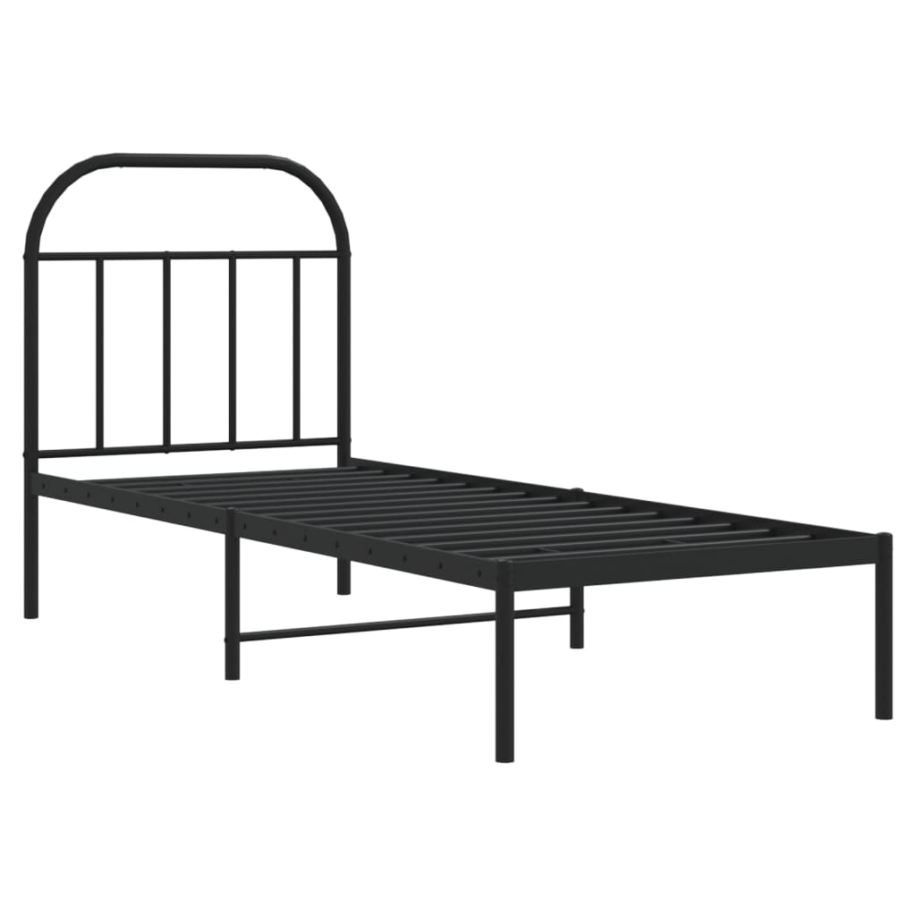 Estrutura de cama metal s/ colchão c/ cabeceira 75x190 cm preto