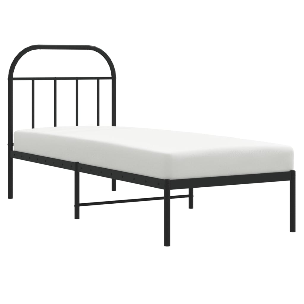Estrutura de cama metal s/ colchão c/ cabeceira 75x190 cm preto