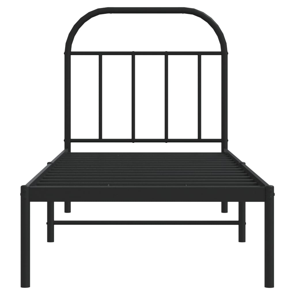 Estrutura de cama metal s/ colchão c/ cabeceira 75x190 cm preto