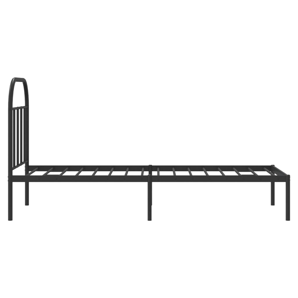 Estrutura de cama metal s/ colchão c/ cabeceira 75x190 cm preto