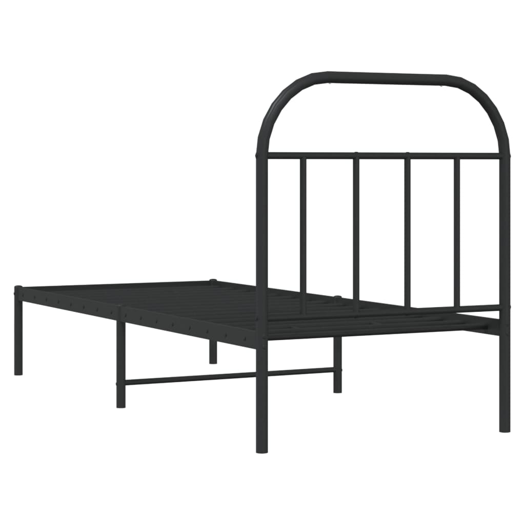 Estrutura de cama metal s/ colchão c/ cabeceira 75x190 cm preto