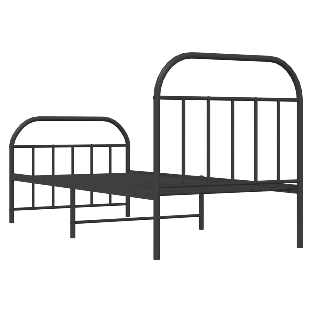 Estrutura de cama com cabeceira e pés 80x200 cm metal preto