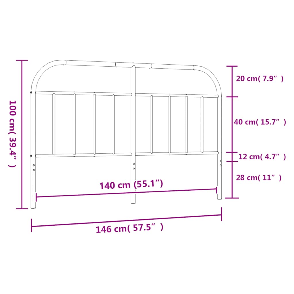 Cabeceira de cama 140 cm metal preto
