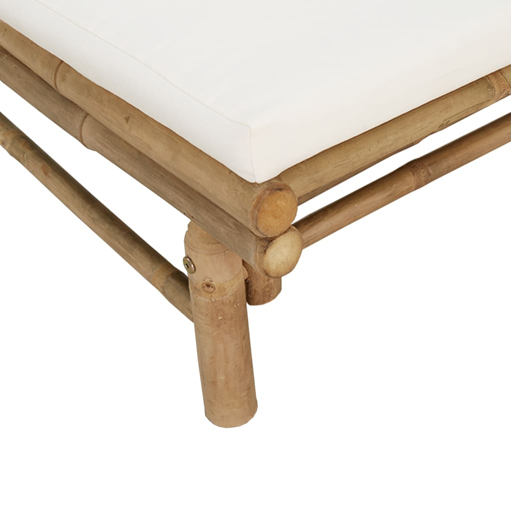 Banco de jardim bambu com almofadões branco nata