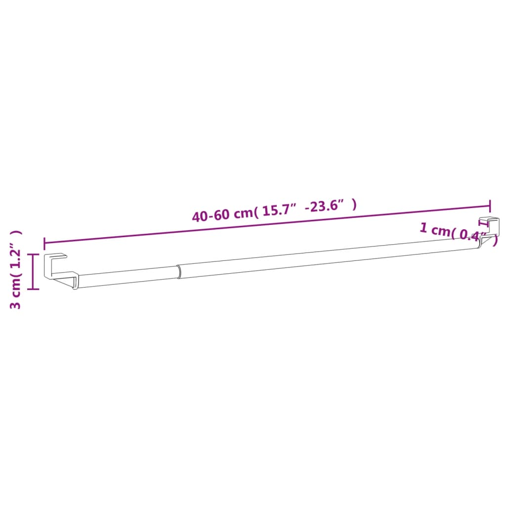 Varões para cortinas 2 pcs 40-60 cm alumínio branco e prateado