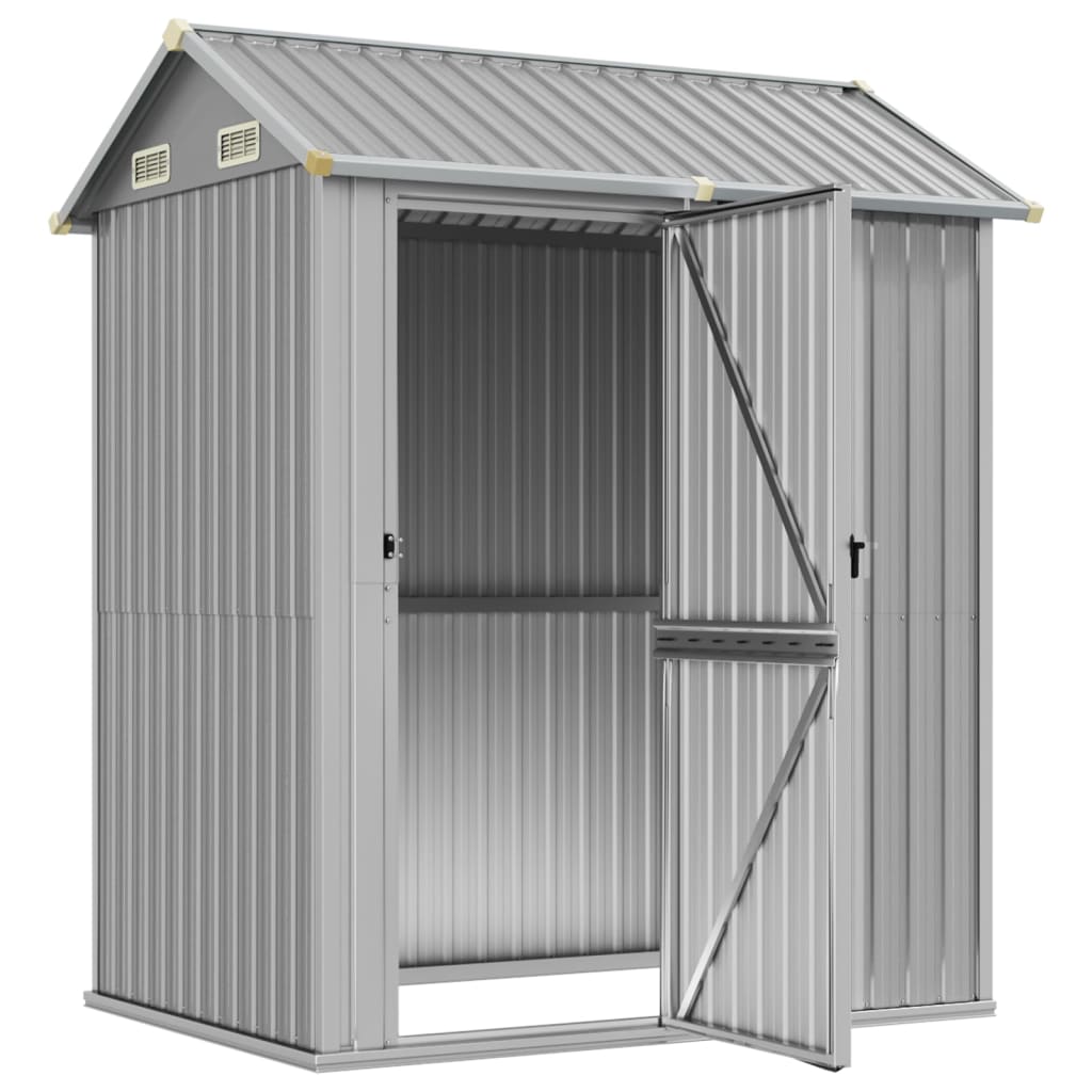 Abrigo de jardim cinza claro 192x152,5x237 cm aço galvanizado