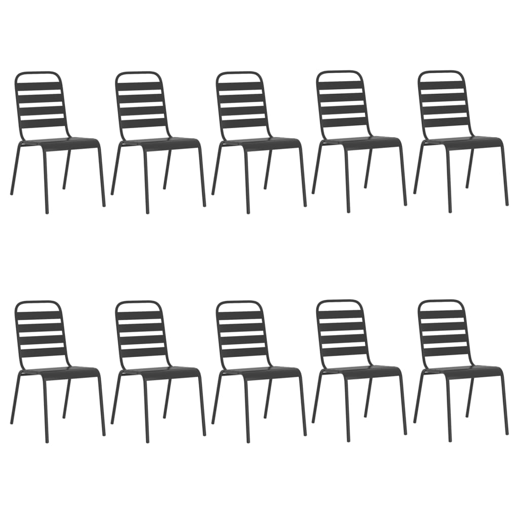 11 pcs conjunto de jantar para jardim aço antracite