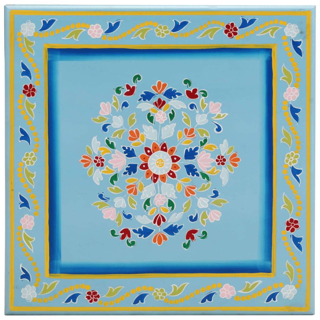 Mesa de centro pintada à mão mangueira maciça azul turquesa