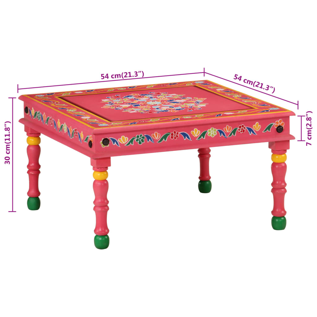 Mesa de centro pintada à mão mangueira maciça rosa