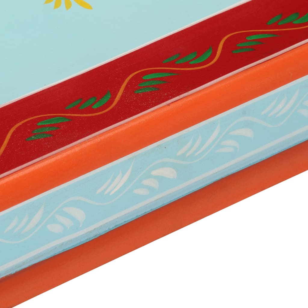 Mesa de centro pintada à mão mangueira maciça azul