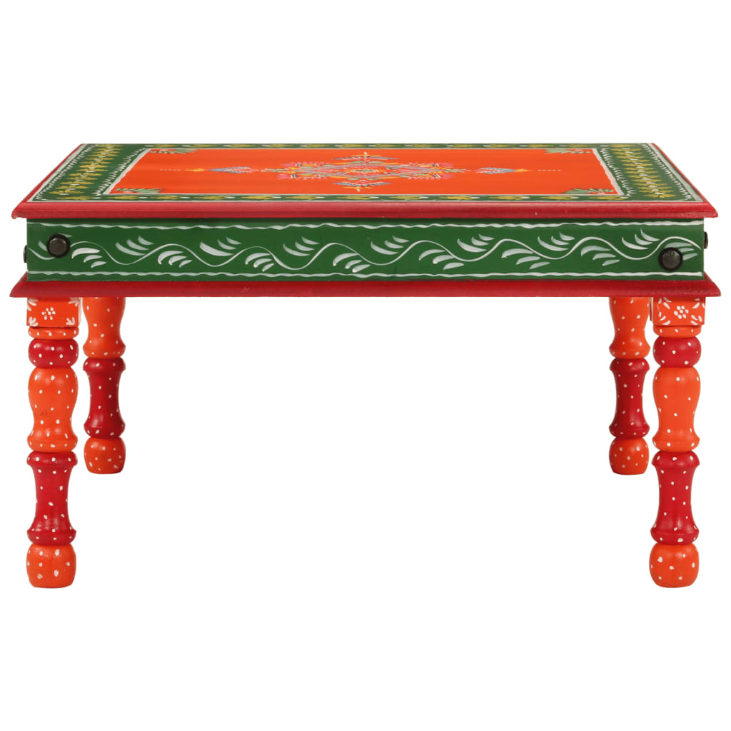 Mesa de centro pintada à mão mangueira maciça laranja