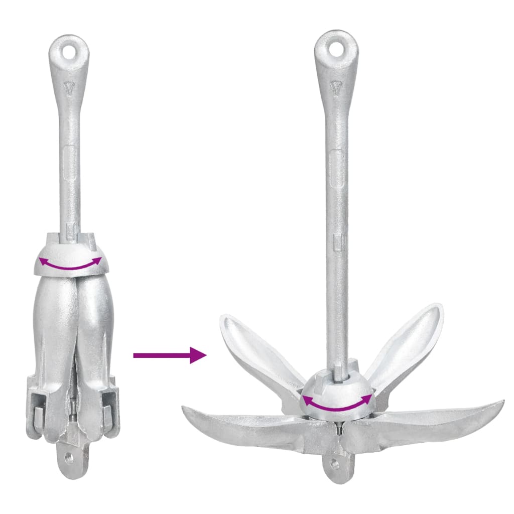 Âncora dobrável 4 kg ferro fundido galvanizado a quente prata