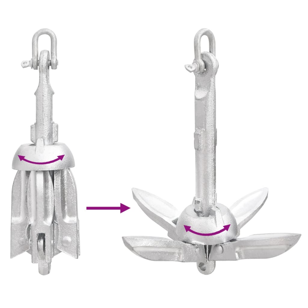 Âncora dobrável corda 0,7 kg ferro fundido galvanizado a quente