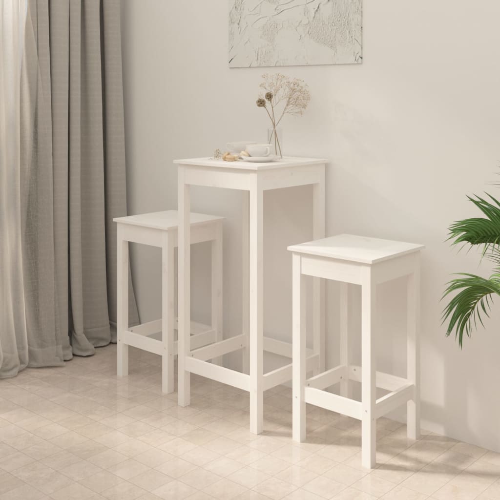 5 pcs conjunto de bar pinho maciço branco