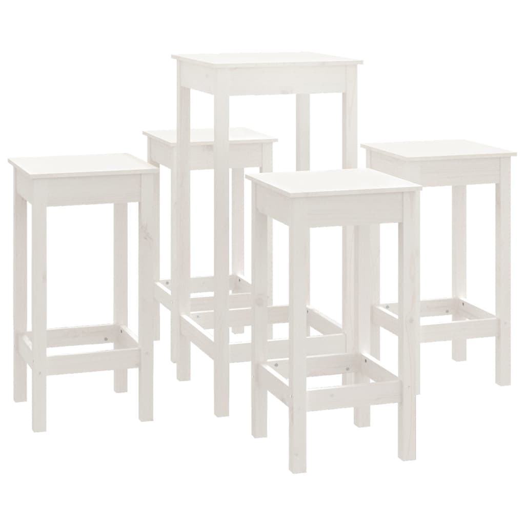 5 pcs conjunto de bar pinho maciço branco