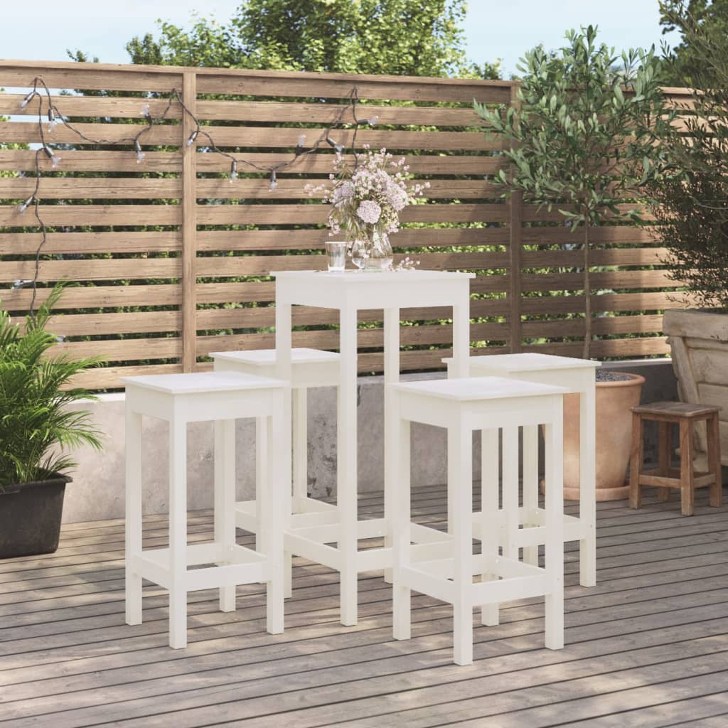 5 pcs conjunto de bar pinho maciço branco
